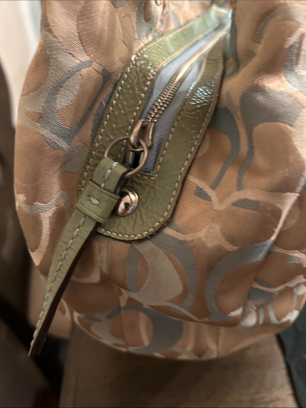Coach bag. Women's Green Accent Signature-Pattern Shoulder Bag - Picture 4 of 12